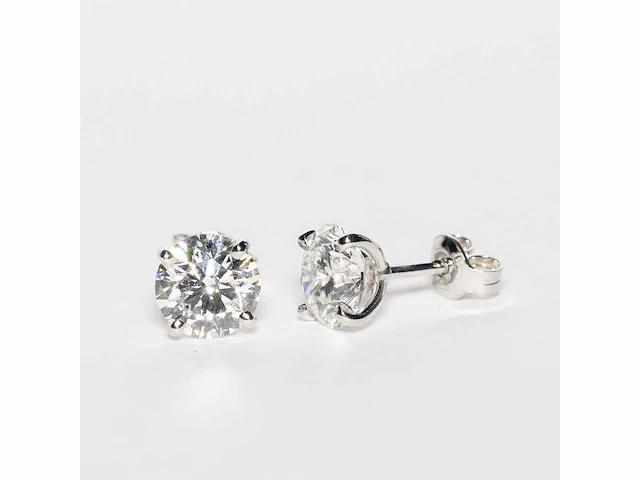 18 krt. witgouden oorstekers met 6,02 crt. diamant - afbeelding 5 van  8
