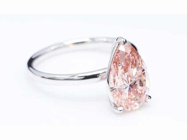 18 krt. witgouden ring met roze diamant 5,21 crt. - afbeelding 4 van  6