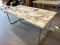 180 cm marmerlook tafel met zilveren poten - afbeelding 2 van  4
