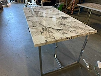 180 cm marmerlook tafel met zilveren poten - afbeelding 3 van  4
