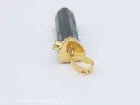 18k geel goud hanger bezet met toermalijn en diamant. - afbeelding 2 van  5