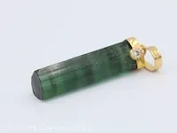 18k geel goud hanger bezet met toermalijn en diamant. - afbeelding 3 van  5