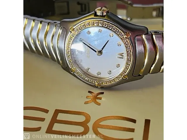18kt gouden dames horloge - ebel sportwave diamanten model van €4900,00 - afbeelding 1 van  8