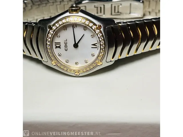 18kt gouden dames horloge - ebel sportwave diamanten model van €4900,00 - afbeelding 3 van  8