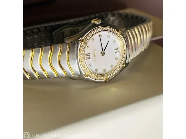 18kt gouden dames horloge - ebel sportwave diamanten model van €4900,00 - afbeelding 7 van  8