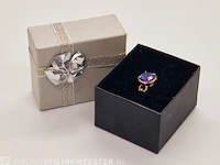 18kt gouden ring - 3ct natuurlijke tanzaniet - melee diamond - afbeelding 1 van  7