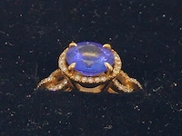 18kt gouden ring - 3ct natuurlijke tanzaniet - melee diamond - afbeelding 4 van  7