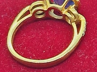 18kt gouden ring - 3ct natuurlijke tanzaniet - melee diamond - afbeelding 7 van  7