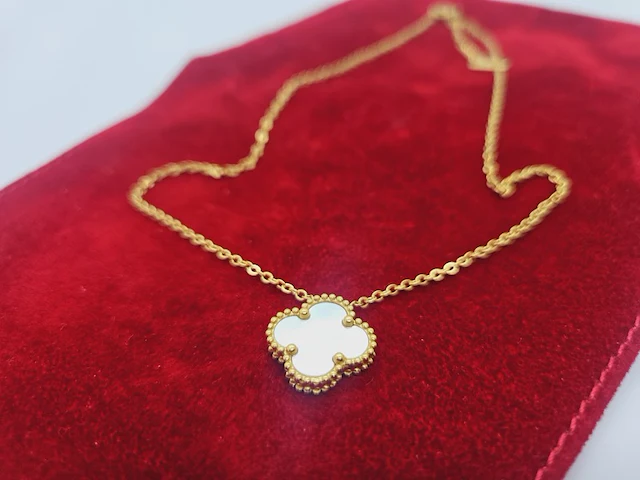 18kt gp juweliersketting met alhambra parelmoer pendant - afbeelding 1 van  5