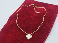 18kt gp juweliersketting met alhambra parelmoer pendant - afbeelding 2 van  5