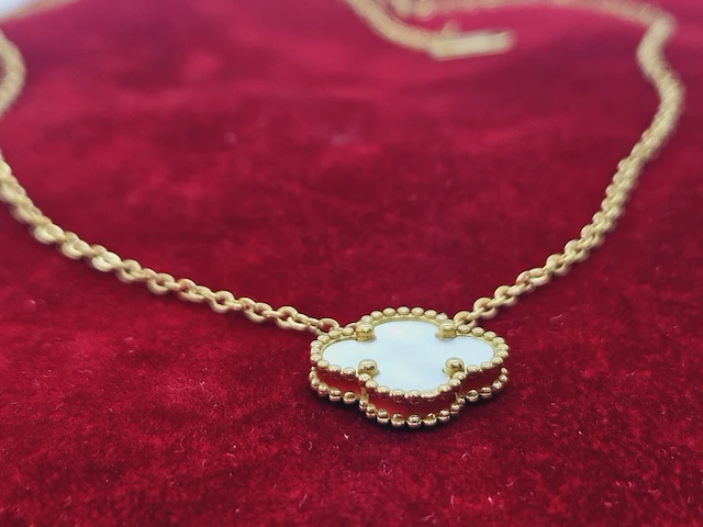 18kt gp juweliersketting met alhambra parelmoer pendant - afbeelding 4 van  5