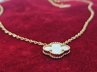 18kt gp juweliersketting met alhambra parelmoer pendant - afbeelding 4 van  5