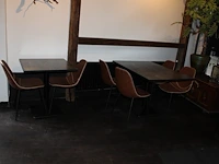 19 horecatafels met houten blad en metalen voet en 40 buisstalen kuipstoelen met kunstlederen zitting. - afbeelding 7 van  15