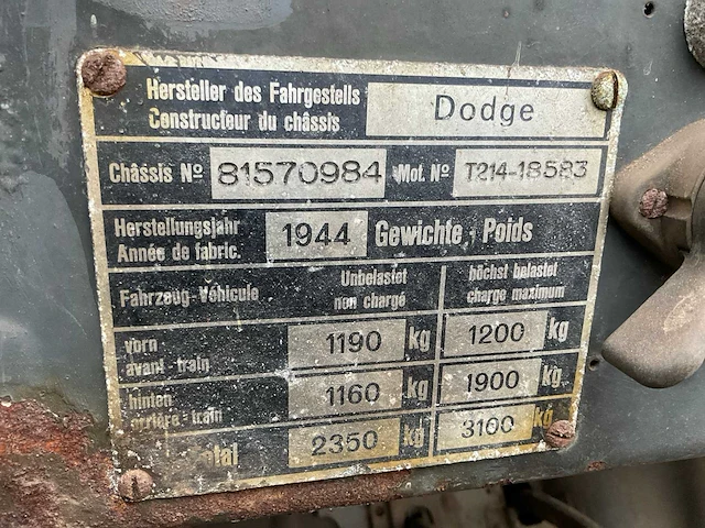 1944 dodge wc 4x4 jeep - afbeelding 14 van  25