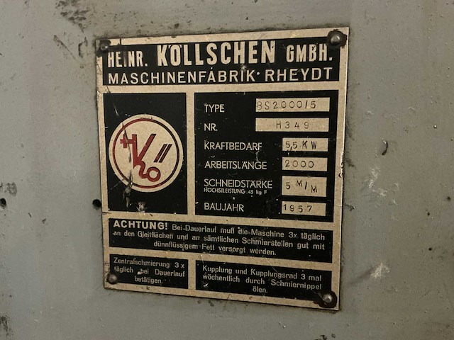 1957 heinr. kollschen bs2000/5 guillotineschaar / platenschaar - afbeelding 7 van  15