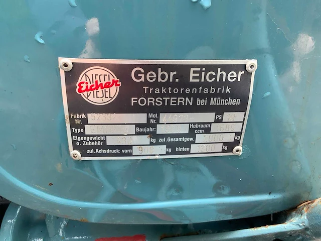 1959 eicher em295g oldtimer tweewielaangedreven landbouwtractor - afbeelding 25 van  26