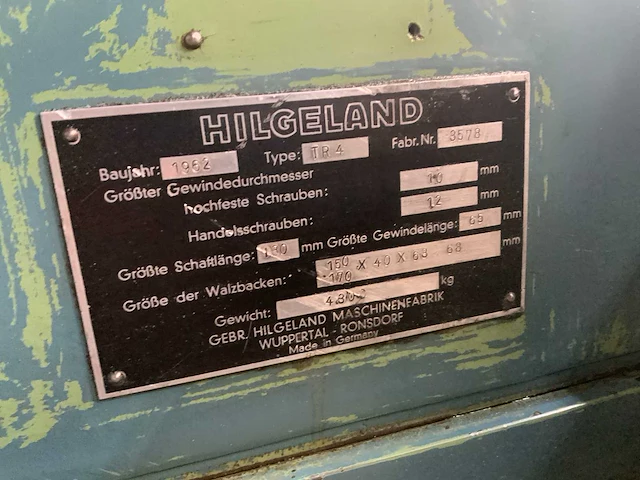 1962 hilgeland tr 4 schroefdraad walsmachine - afbeelding 6 van  18