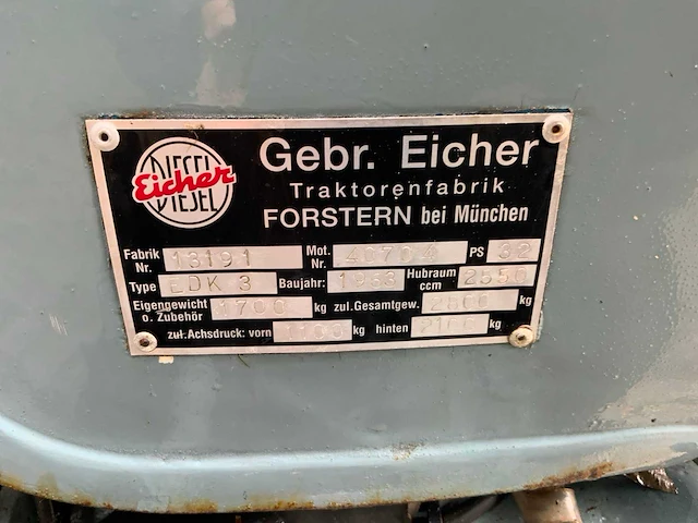 1963 eicher edk 3 oldtimer tweewielaangedreven landbouwtractor - afbeelding 27 van  33
