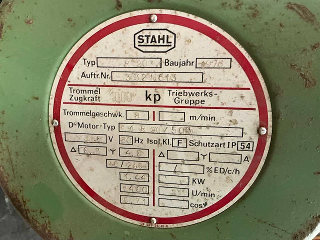 1976 stahl r20 elektrische kettingtakel - afbeelding 5 van  13