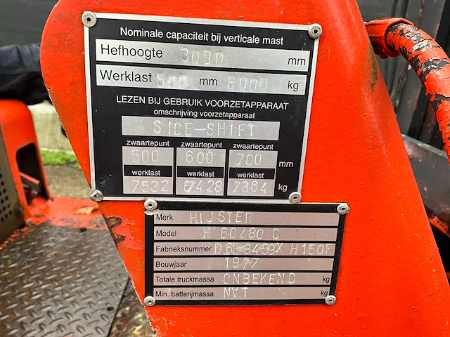 1977 hyster h60/80c vorkheftruck - afbeelding 13 van  27