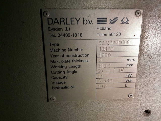 1980 darley ssv3100x6 guillotineschaar - afbeelding 5 van  14