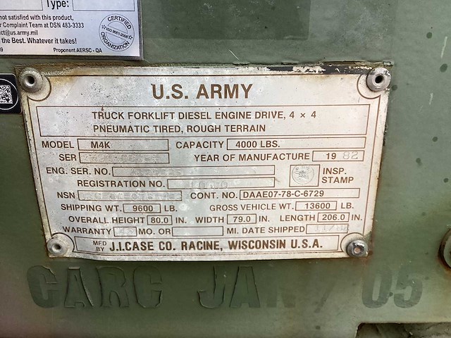 1982 case m4k vorkheftruck - afbeelding 13 van  13