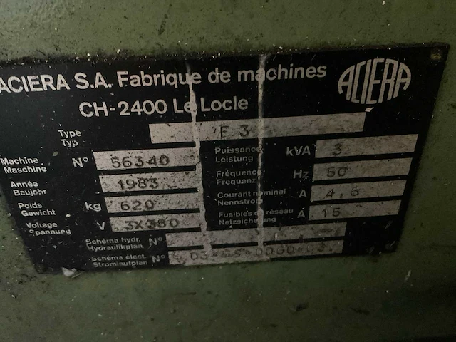 1983 aciera f3 universele freesmachine - afbeelding 10 van  10