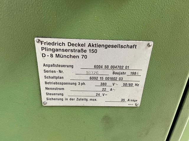 1984 deckel fp3nc freesmachine - afbeelding 5 van  14