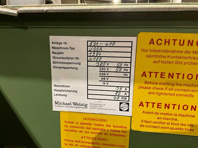 1984 weinig unimat 22a vierzijdige profileer- en schaafmachine - afbeelding 2 van  17