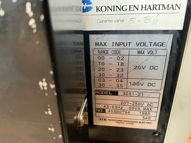 1985 yokogawa 3081-21 hybrid recorder - afbeelding 7 van  7