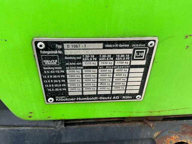 1986 deutz dx3.50 tweewielaangedreven landbouwtractor - afbeelding 9 van  39