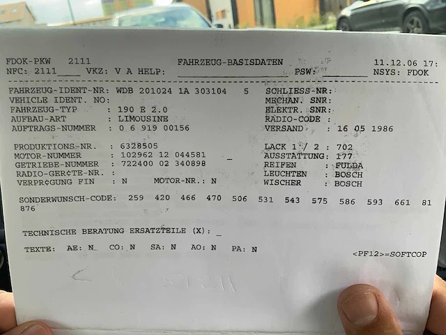 1986 mercedes-benz 190e oldtimer - afbeelding 57 van  63