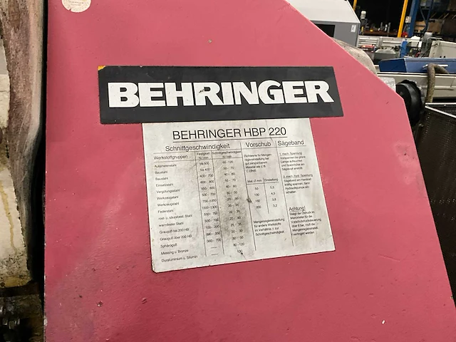 1987 behringer hbp 220a horizontale bandzaagmachine - afbeelding 2 van  24