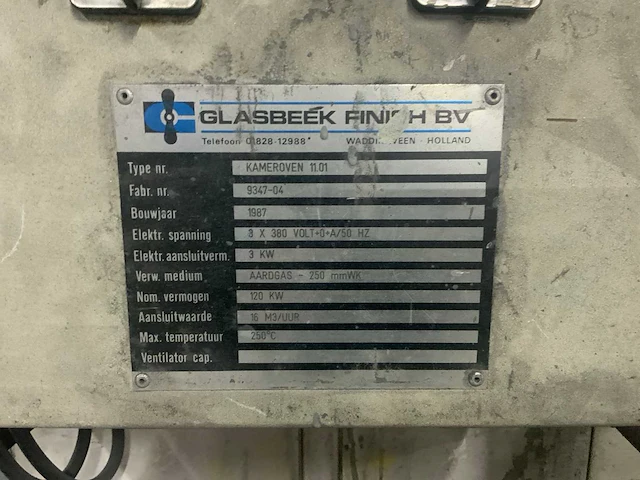 1987 glasbeek kameroven 11.01 poedercoatlijn - afbeelding 13 van  19