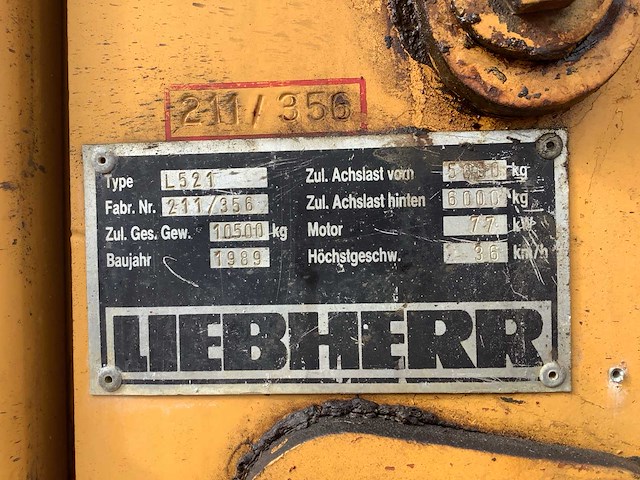 1989 - liebherr - l521 - shovel - afbeelding 10 van  20