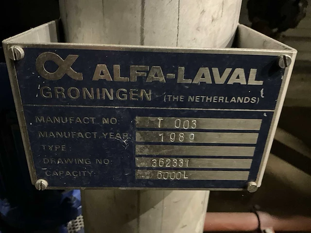 1989 alfa-laval verticale opslagmengtank c (2x) - afbeelding 11 van  19