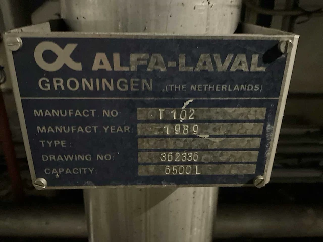 1989 alfa-laval verticale opslagmengtank c - afbeelding 6 van  15