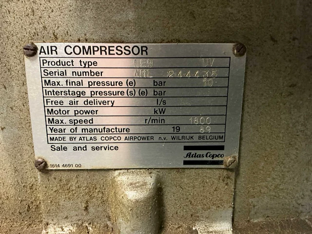 1989 atlas copco le9 uv zuigercompressor - afbeelding 15 van  22
