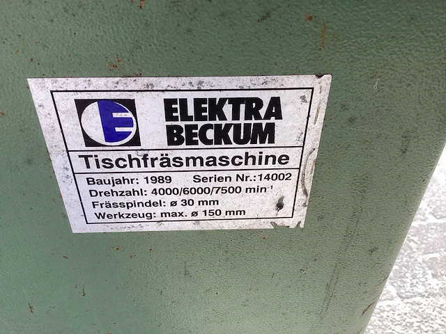1989 elektra beckum tf100m tafelfreesmachine - afbeelding 5 van  7