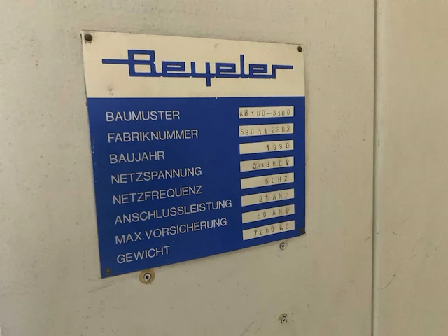 1990 beyeler rh100-3100 cnc guillotineschaar - afbeelding 27 van  33