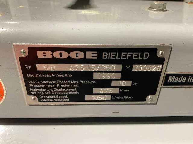 1990 boge sb 475-15/350 luchtcompressor - afbeelding 5 van  5