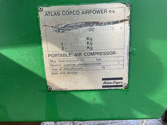1991 atlas copco xas65dd luchtcompressor - afbeelding 2 van  10