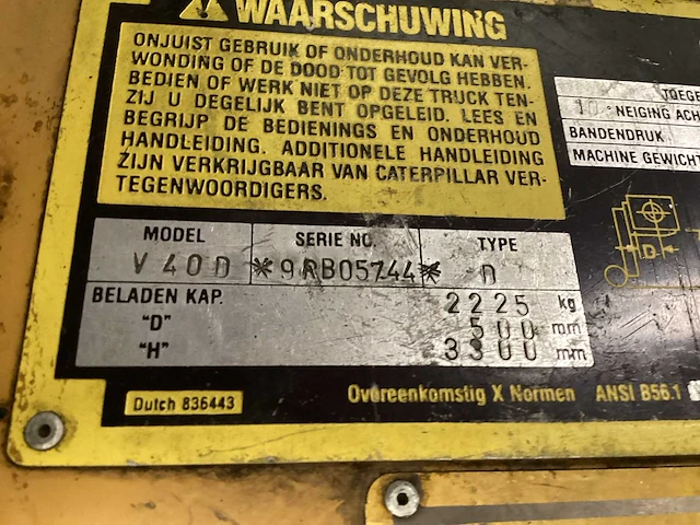 1991 caterpillar v40d vorkheftruck - afbeelding 4 van  13