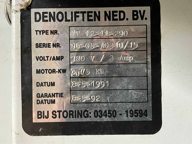 1991 denocard ft 12-11-290 paternosterkast - afbeelding 5 van  5