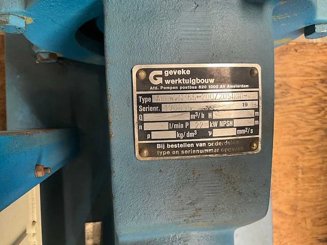 1991 geveke alww, nt65-200/205u3d-1 centrifugaal pomp - afbeelding 8 van  8