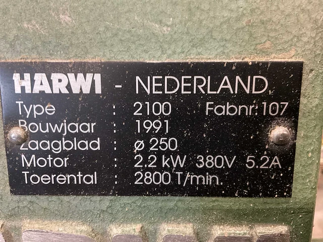 1991 harwi 2100 verticale platenzaag - afbeelding 8 van  8
