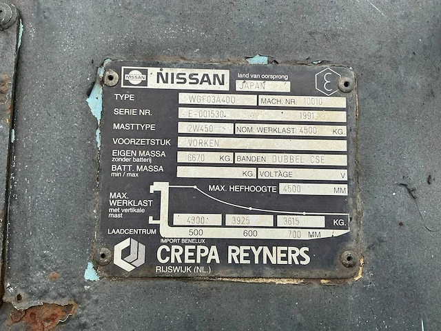 1991 nissan wgf03a400 vorkheftruck - afbeelding 6 van  25