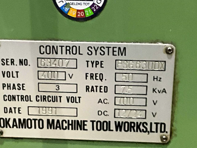 1991 okamato psg 63 vlakslijpmachine - afbeelding 7 van  8