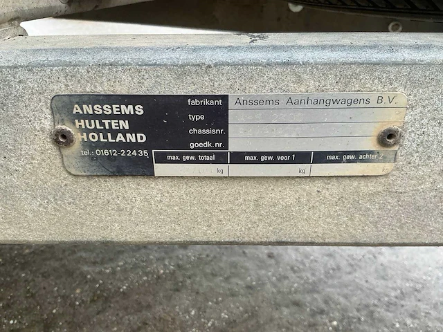 1992 anssems a-s 2700 aanhangwagen - afbeelding 7 van  15