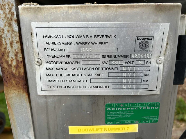 1992 bouwma wh 400th tandheugellift - afbeelding 11 van  12
